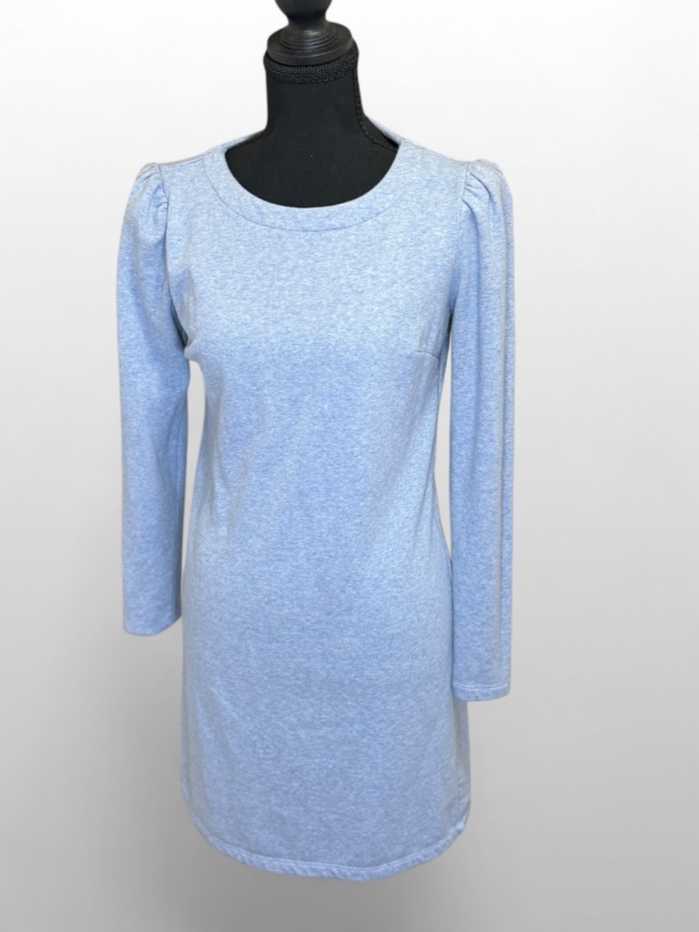 LOFT Knit Sheath Dress Womens 0 Blue Long Sleeve Mini Work Casual Stretch